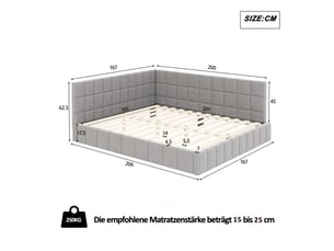 Lit banquette 160x200 cm    coloris gris