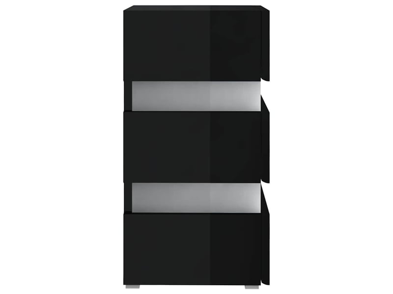 Table de chevet - cabinet de chevet - table de nuit à led noir brillant 45x35x67 cm bois ingénierie - Conforama E