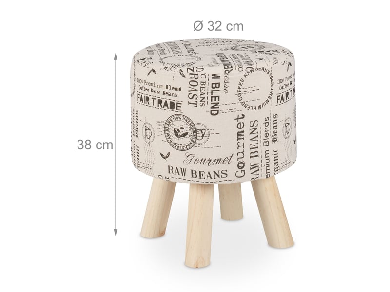  Pouf coiffeuse rembourré décoratif salon confort 45 x 45 x 45 cm en tissu imprimé beige 13_0010872  - Conforama B