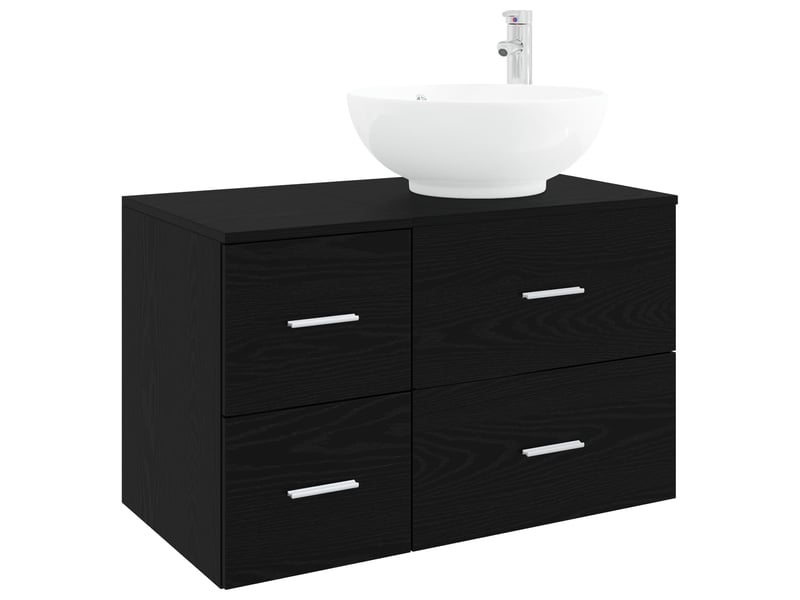  Ensemble de mobilier de salle de bain 2 pc chêne noir cf64110  - Conforama A