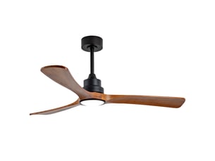 Ventilateur de plafond 132 cm éclairage led 3 pales bois massif noir et noyer foncé réversible 6 vitesses télécommande silencieux