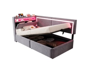Lit coffre 90x200 cm    coloris gris
