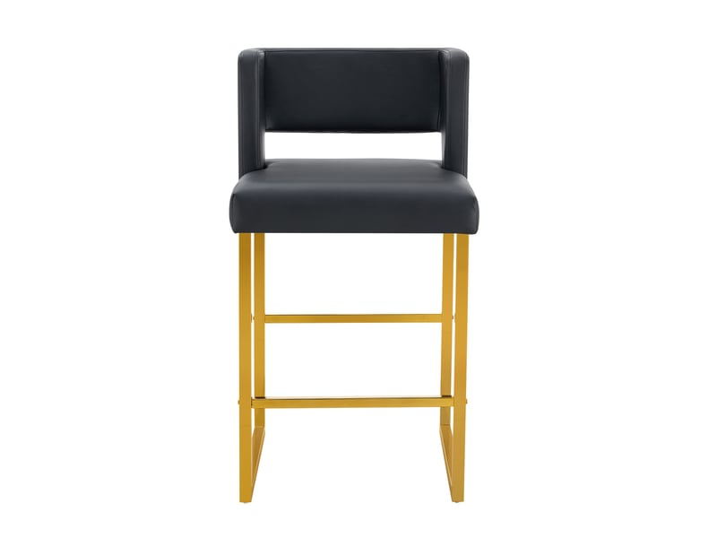  Lot de 2 tabourets de bar 49.5x41.4x91.4cm – design carré moderne et confortable avec sièges en cuir - pieds en métal or - noir  - Conforama A
