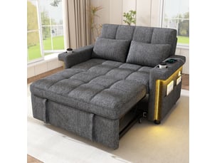 Canapé droit convertible <strong>MODENVIE</strong> <strong></strong> 2 places Polyester gris