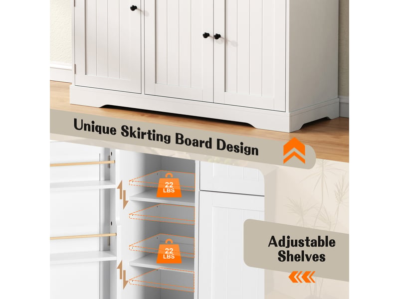 Buffet 3 portes et 1 tiroir avec étagères réglables pour salon et salle à manger en mdf blanc - Conforama C