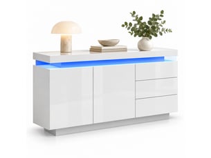Buffet 2 porte(s)  3 tiroir(s)   - 140 cm coloris blanc 