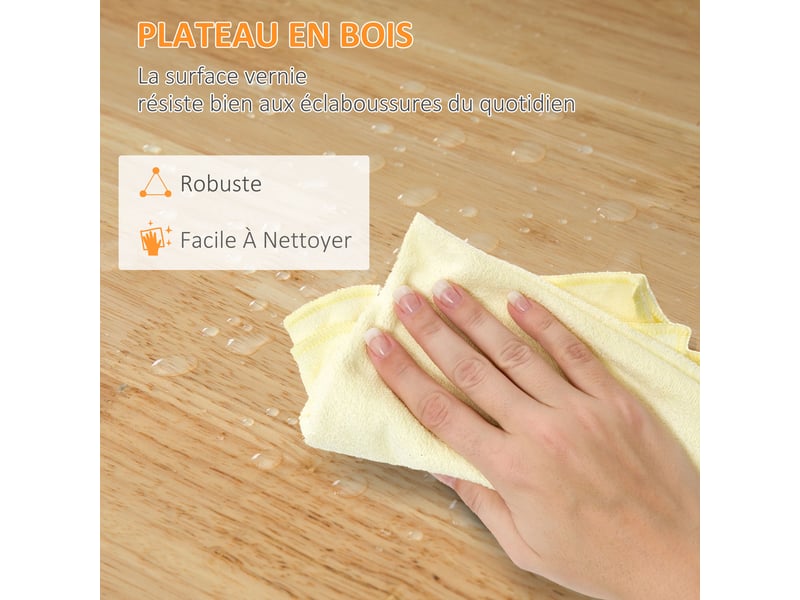  Chariot desserte de cuisine à roulettes plan de travail en bois 3 tiroirs et 1 plateau amovible 67 x 37 x 85,5 cm gris  - Conforama R