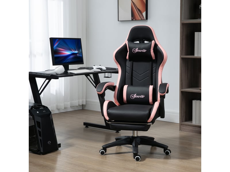 Chaise gaming fauteuil gaming ergonomique avec dossier inclinable 65 x 65 x 121-129 cm rose - Conforama D