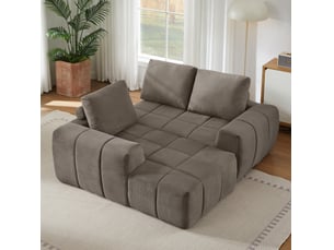 Canapé d'angle en velours côtelé convertible 4 places taupe - sans montage et coussins amovibles