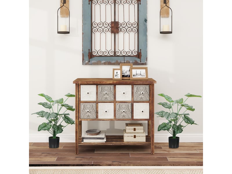  Plantes artificielles décoratives de 65 cm avec pot et feuilles pour l'intérieur - vertes  - Conforama C