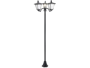 Lampadaire solaire de jardin,meulva,51,5x47x182,5 cm,3 lanternes led,acier inoxydable,noir