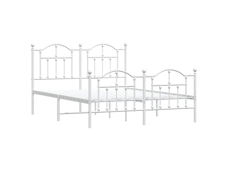 Lit double- lit adulte - cadre de lit métal sans matelas et pied de lit blanc 135x190 cm - Conforama B