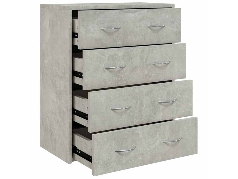  Buffet - bahut - meuble de rangement avec 4 tiroirs 60x30,5x71 cm gris béton  - Conforama A