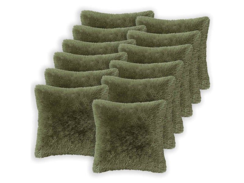  Lot de 12 coussins avec oreiller, coussins décoratifs heerlen vert fleece pv cf50153  - Conforama A
