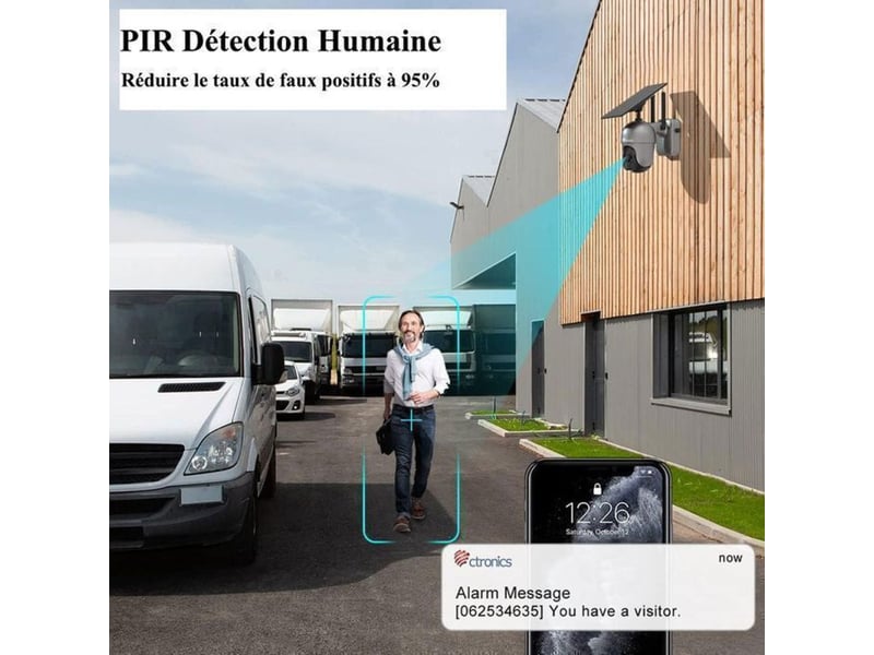 Camera surveillance solaire wifi 4mp vision couleur ip66 pir audio bidirectionnel - Conforama D