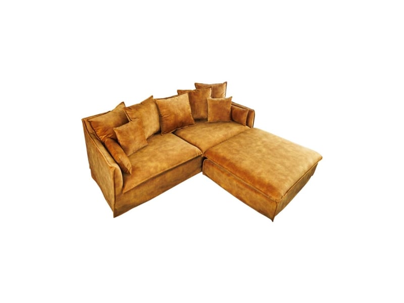  Canapé d'angle kalia – jaune moutarde – 4 places – angle réversible – en velours – contemporain  - Conforama A
