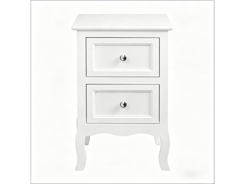 Table de chevet moderne avec 2 tiroirs en mdf et métal blanc 40 x 30 x 60 cm  - Conforama A