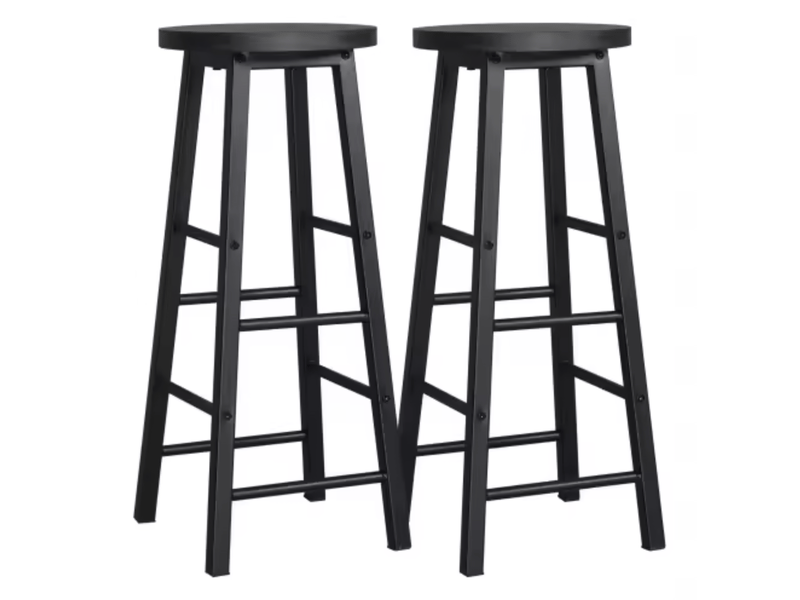  Tabourets de bar lot de 2 avec repose-pieds - lpospi - structure métal, assise mdf, cuisineîlot - noir  - Conforama A
