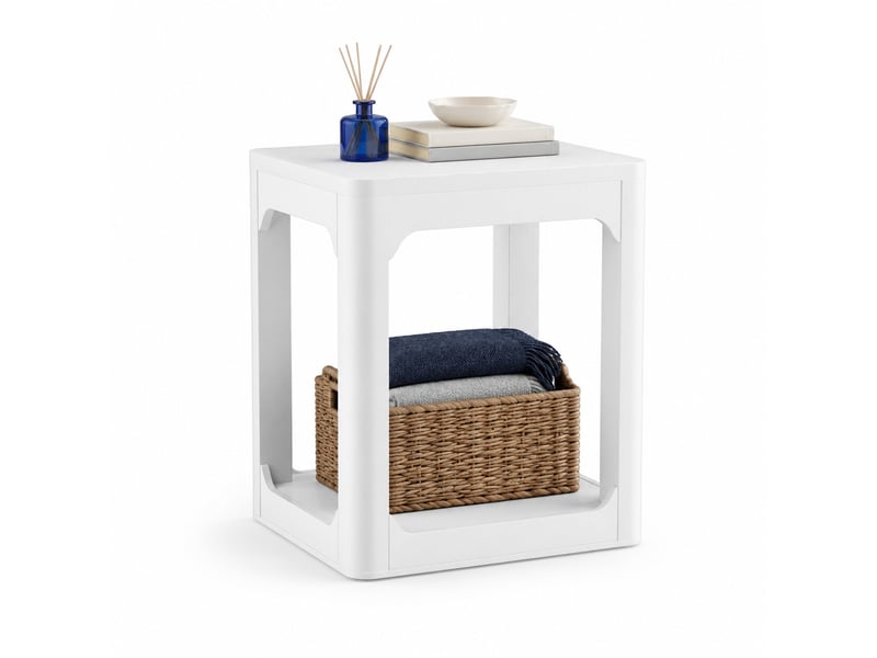  Tables d’appoint lot de 2 à deux niveaux, plateau épais - lpospi - rangements mdf blanc 50 × 40 × 60 cm  - Conforama A