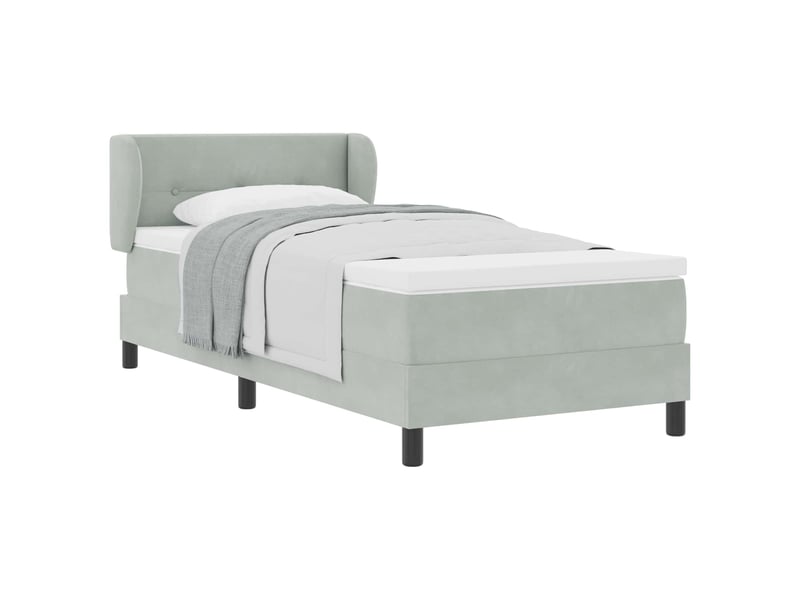 Lit simple, lit à ressorts avec tête de lit gris clair 80 x 200 cm velours shl46147 - Conforama A
