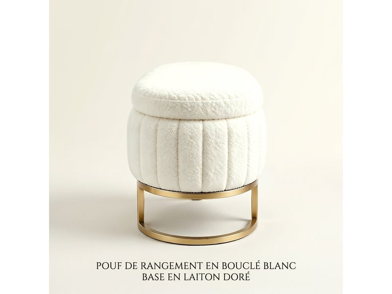  Banc de lit crème 130 cm en velours capitonné avec coffre de rangement  - Conforama B