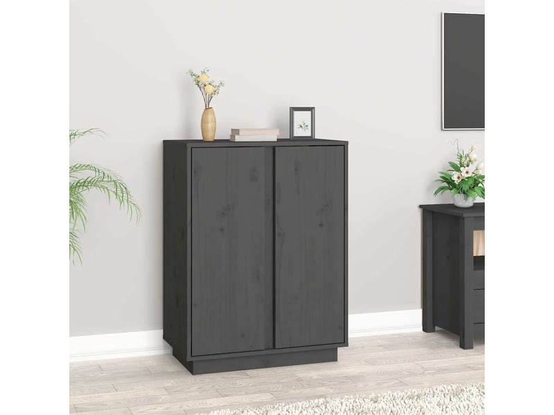  Buffet - bahut - meuble de rangement gris 60x35x80 cm bois massif de pin  - Conforama B
