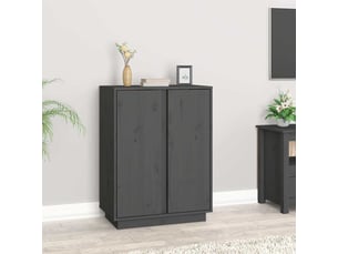 Buffet - bahut - meuble de rangement gris 60x35x80 cm bois massif de pin