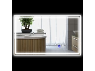 Miroir de salle de bain rectangulaire mural lumineux led horizontal ou vertical, 100 x 60 cm