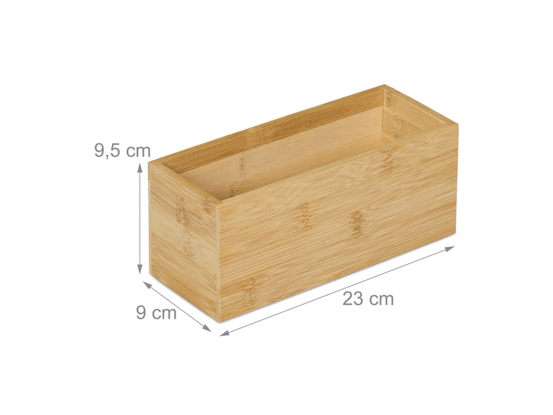  Lot de 2 boîtes de rangement ouvertes polyvalentes pour salle de bain bureau 28 x 20 x 12 cm en bambou naturel 13_0016275  - Conforama A