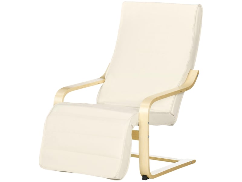  Fauteuil relax avec repose-pieds 5 positions bouleau blanc crème 66,5 x 94 x 100 cm  - Conforama B
