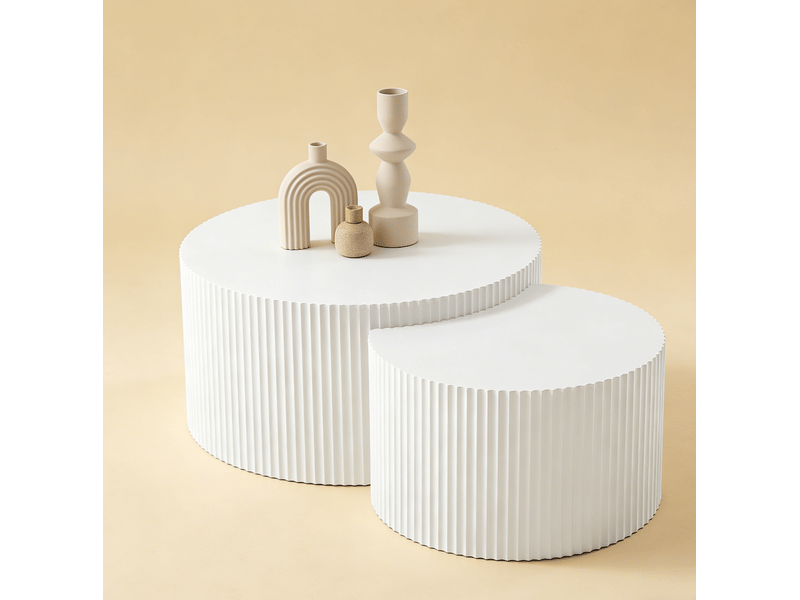 Table basse gigogne 2 pièces en mdf blanc mat evryae - Conforama D