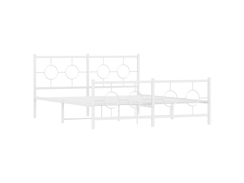  Lit double- lit adulte -  cadre de lit métal sans matelas et pied de lit blanc 150x200 cm  - Conforama B