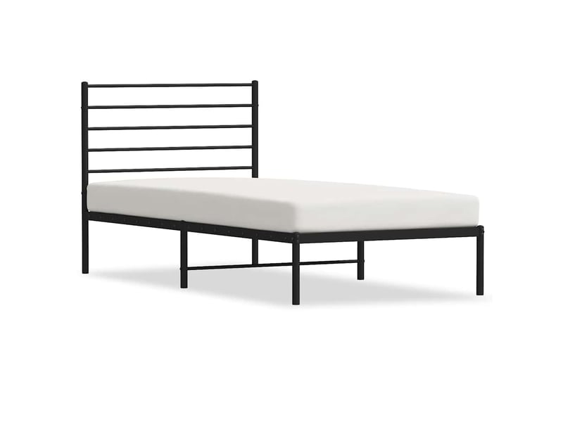  Lit simple- lit adulte -  cadre de lit métal sans matelas avec tête de lit noir 90x190 cm  - Conforama A