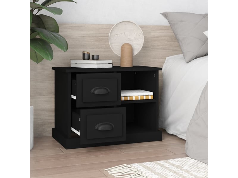  Table de chevet - cabinet de chevet - table de nuit noir 60x35,5x45 cm  - Conforama B