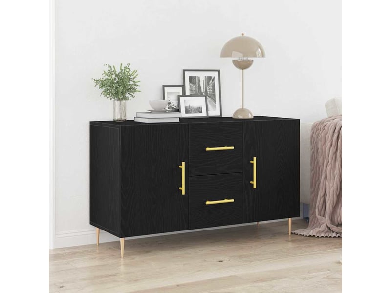 Buffet - bahut - meuble de rangement chêne noir 100 x 36 x 60 cm bois d'ingénierie - Conforama B