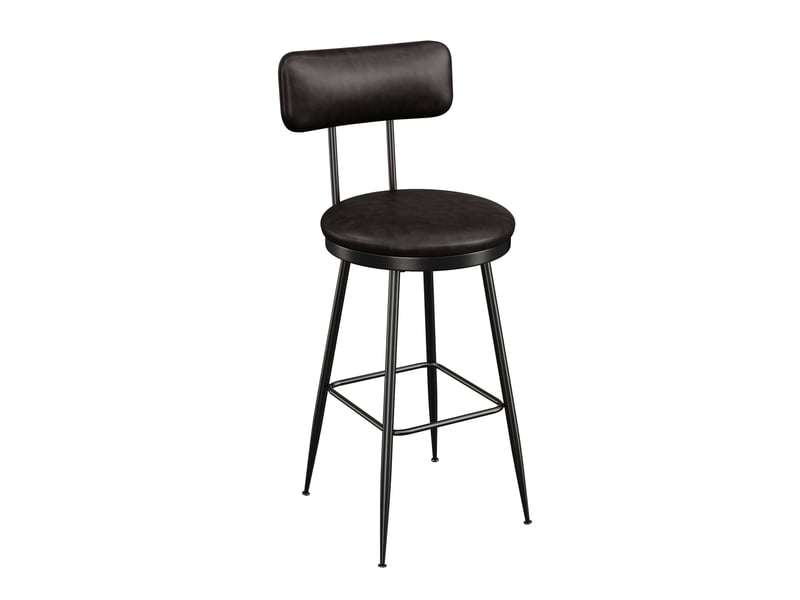  Lot de 4 tabourets de bar avec dossier et assise rembourrée, en cuir pu, hauteur 65 cm, noir  - Conforama A