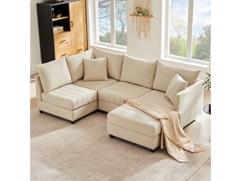 Canapé d'angle, canapé convertible, 5 places, design moderne, pour salon, adapté à l'espace de vie, appartement - Conforama C