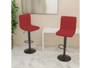 Lot de 2 tabouret de bar, chaise de bar rouge bordeaux tissu shl16438