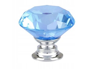 Bouton de meuble en cristal de 30 mm, bleu.
