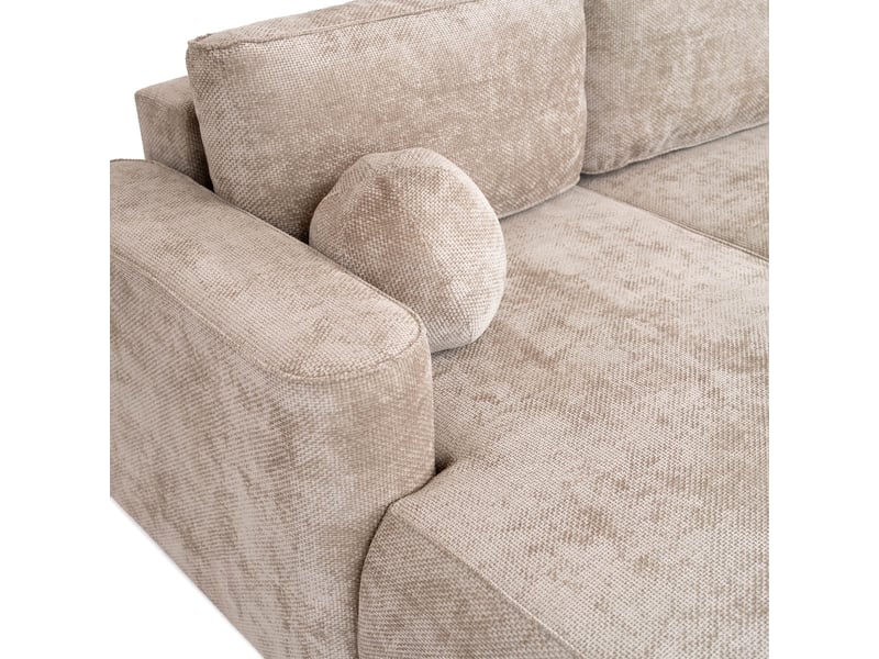  Canapé d'angle moon mini avec fonction couchage, tissu flow, gauche, beige (02)  - Conforama E