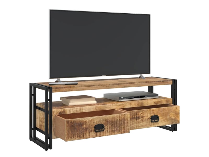  Meuble tv - banc tv - meuble de rangement 120x35x45 cm bois solide de manguier  - Conforama D