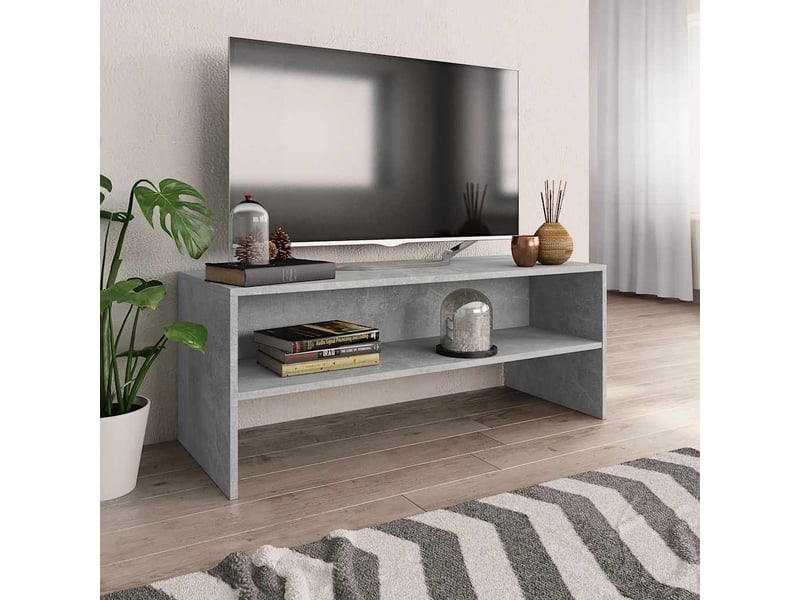  Meuble tv - banc tv - meuble de rangement gris béton 100x40x40 cm bois d’ingénierie  - Conforama B