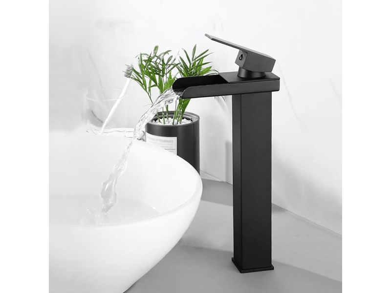  Robinet mitigeur de lavabo haut, noir, à large ouverture, cascade, robinets de lavabo g12, robinets de lavabo hauts, noir  - Conforama B