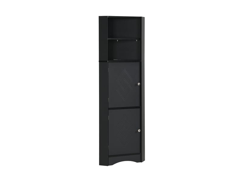  Meuble d'angle de salle de bains étagère réglable noir 36.5 x 36.5 x 155 cm WF314510AAB - Conforama A