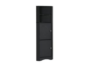 Meuble d'angle de salle de bains étagère réglable noir 36.5 x 36.5 x 155 cm