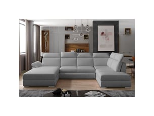 Canapé panoramique convertible majesta 5 places gris chiné – angle gauche