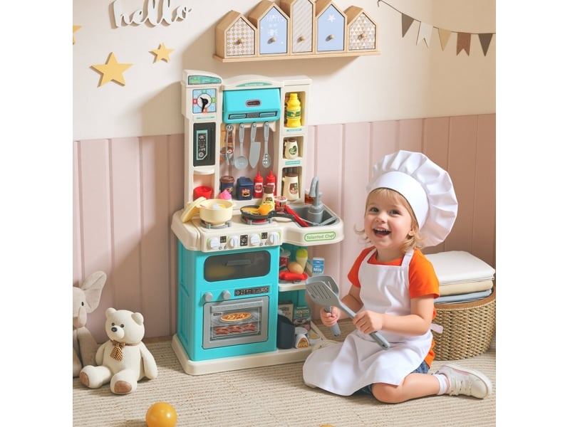  Cuisine-jouet enfant 44,5x24x79 cm 92 pièces à effets lumineux et sonores vert  - Conforama B