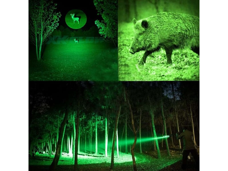 Flashlight green light powerful 2000 lumens tactical torch remote rechargeable waterproof hunting torch for camping mountaineering hiking  - Conforama D