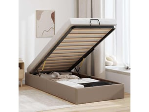 Lit adulte, lit simple, cadre de lit ottoman sans matelas cappuccino 100x200cm cf10364