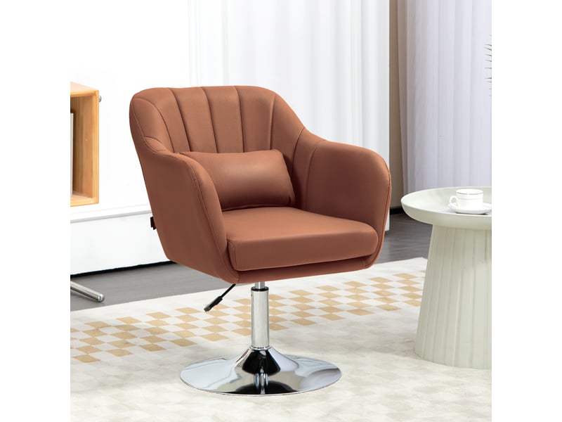  Fauteuil de salon, siège de salon, tissu microfibre (100% polyester), 60x60x91cm, marron  - Conforama D